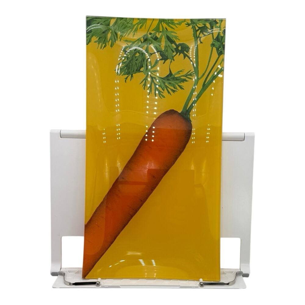 Prima Designs USA Glass Platter Serving Dish Carrot Vegetable Theme 14" x 8" EUC